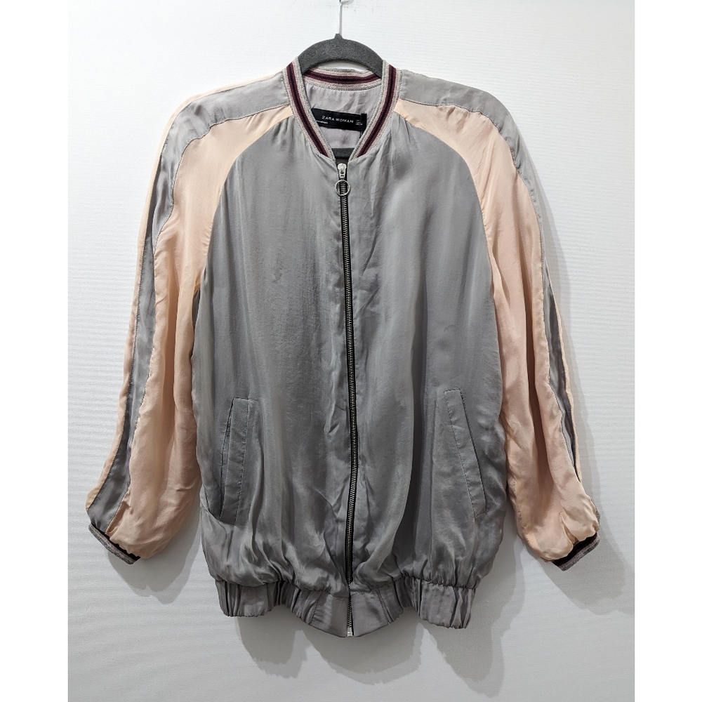 ZARA Colorblock Track Retro Style Bomber Lightweight Jacket Women's Size Small